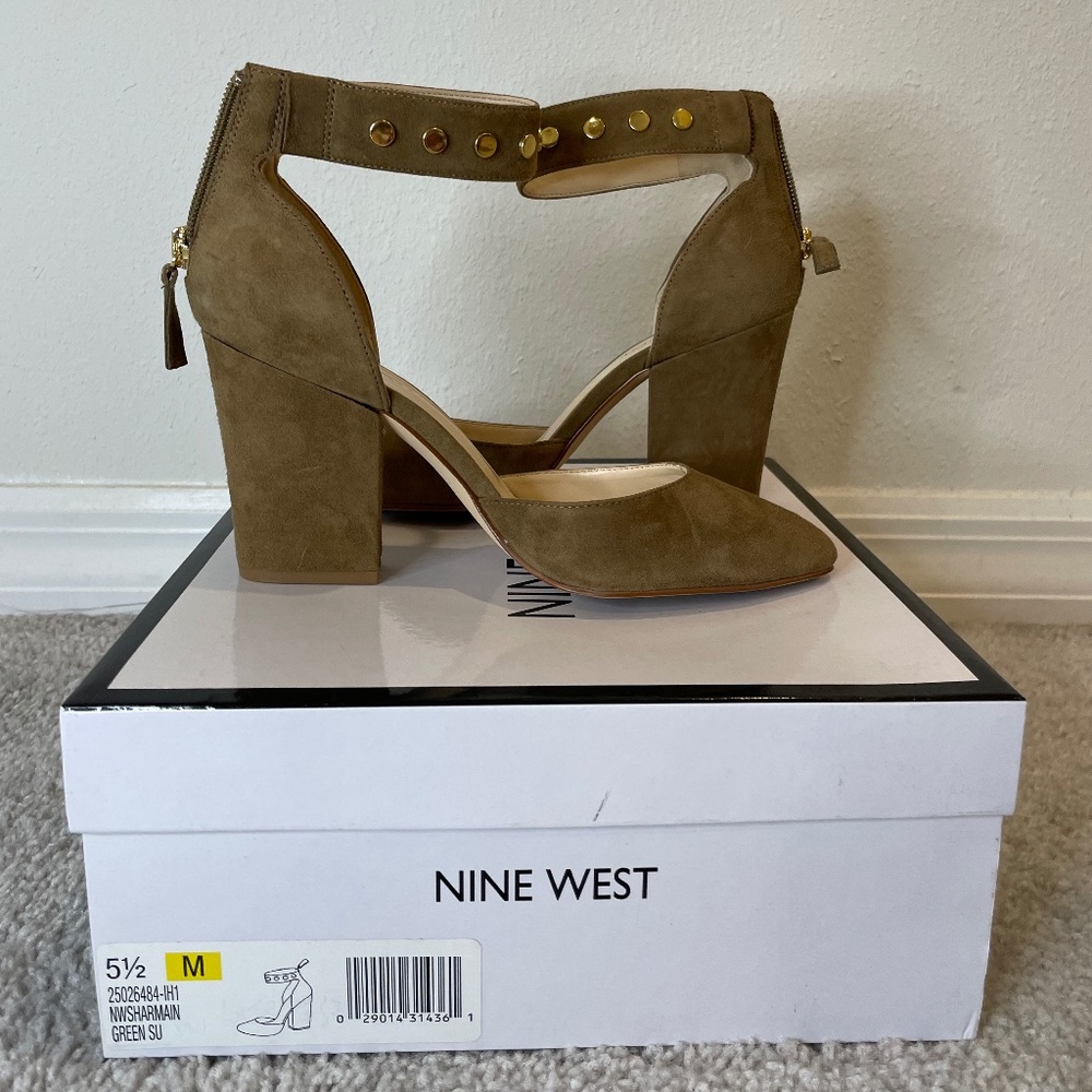 Nine West Sharmain Studded Tan Closed Toe Heels